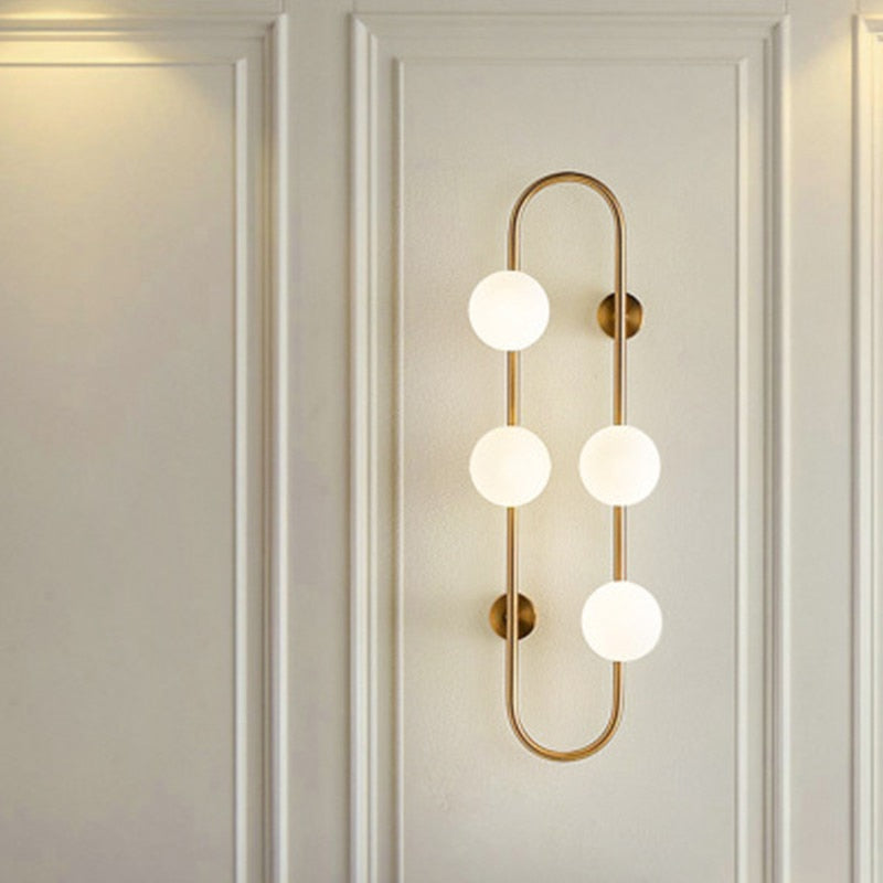 Frosted Glass Brass Frame Modern Wall Light