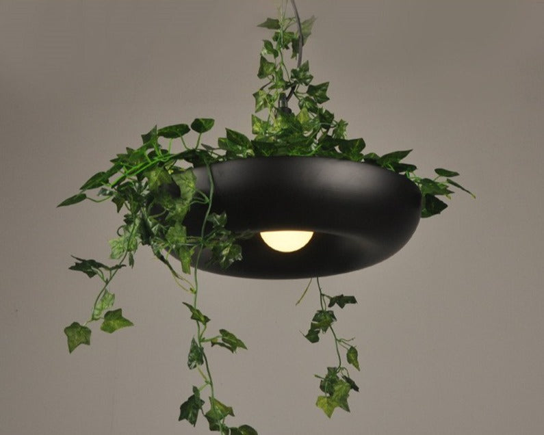 Circular Hanging Garden Pendant Lamp in Black