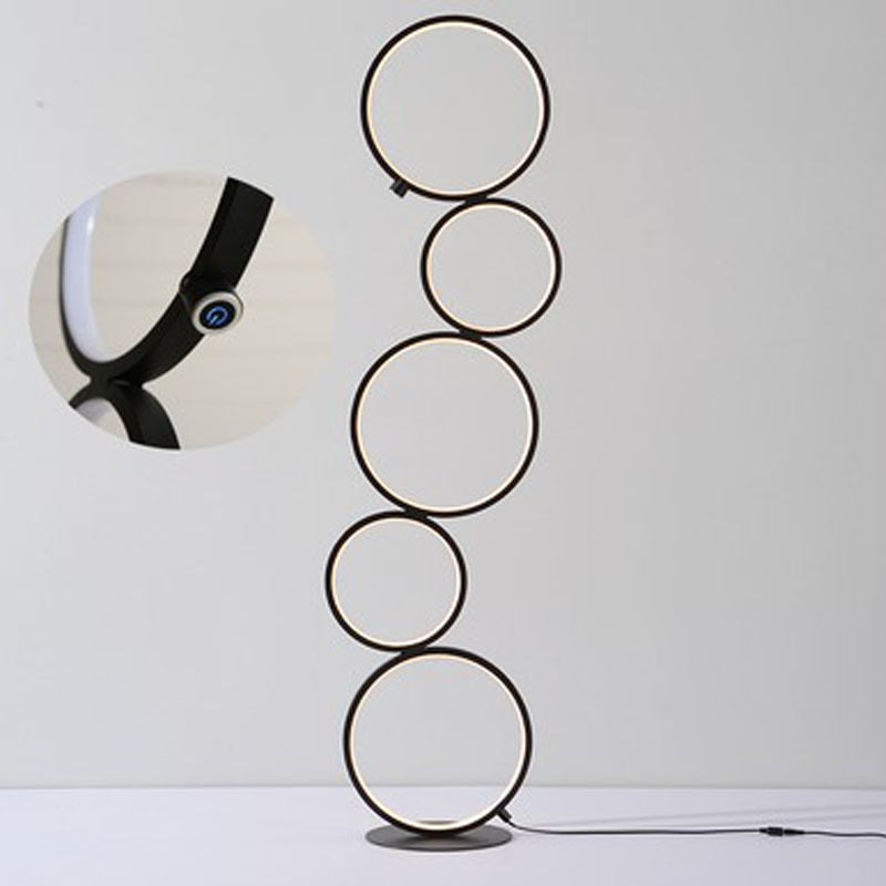 Black Stacked Five Circles Accent floor lamp