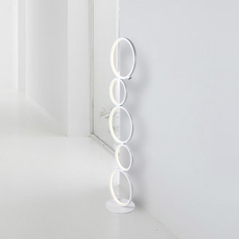 White Stacked Five Circles Accent Floor Lamp