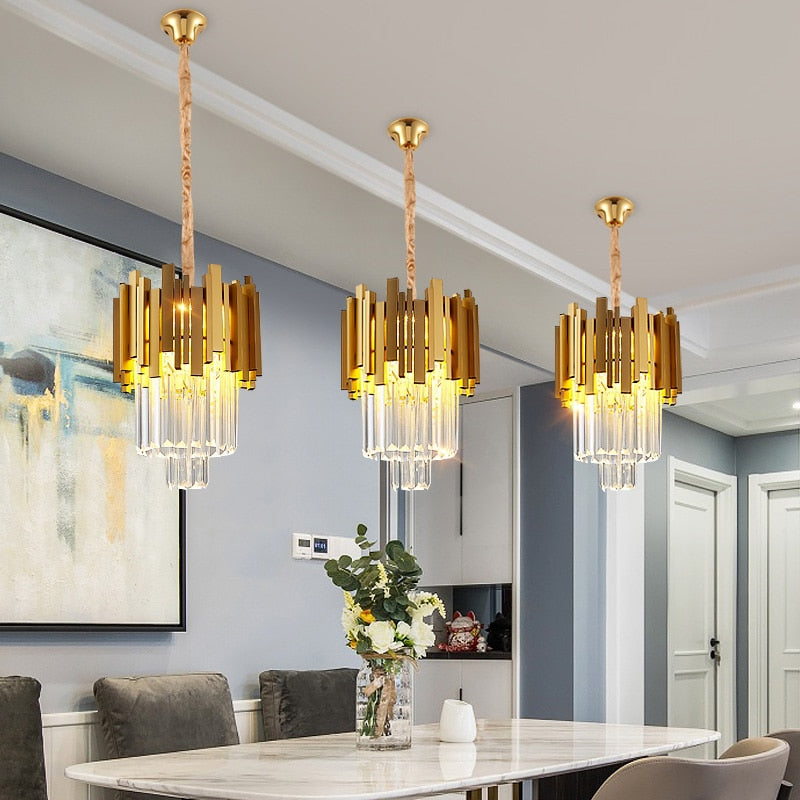 Glass crystal pendant lights for dining room