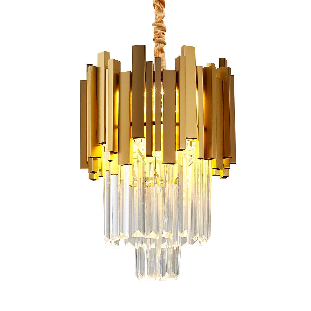modern gold glass crystal pendant light