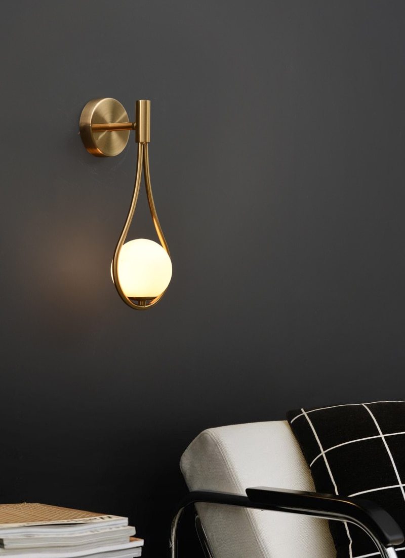 Modern Brass Glass Globe Wall Sconce