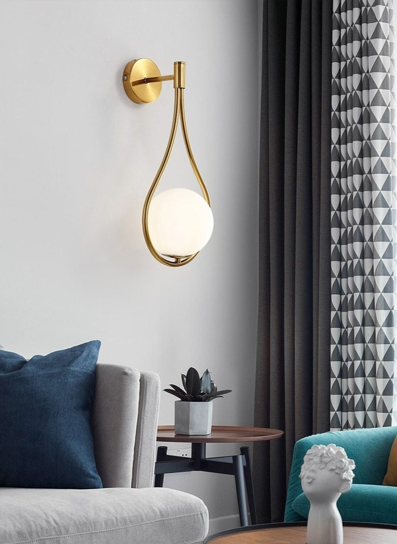 Brass Glass Globe Wall Light