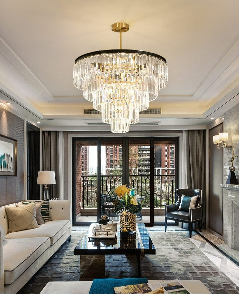 Modern Glass Crystal Chandelier with Black Finish