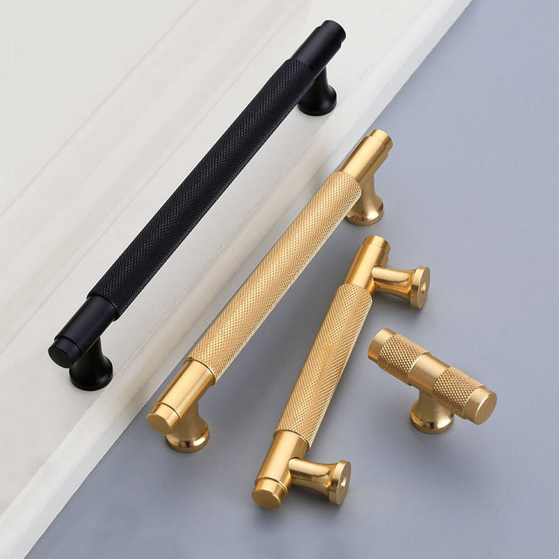 Black and gold cabinet handles and knobs