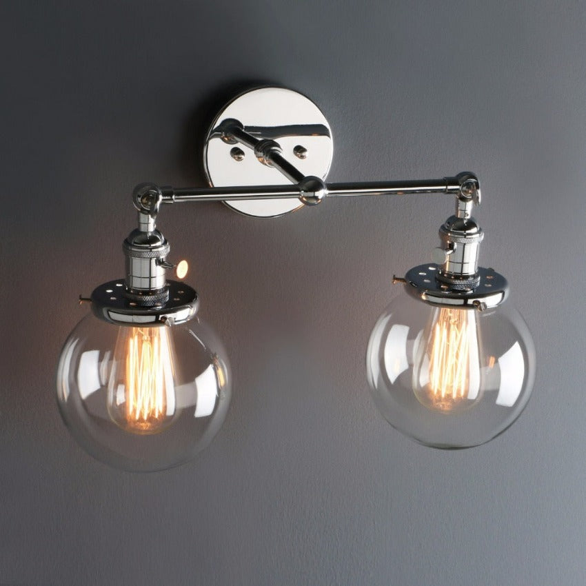 Vintage Chrome Farmhouse Wall Lamps