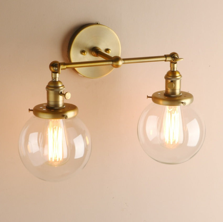 Brass Vintage Two-Bulb Wall Sconce