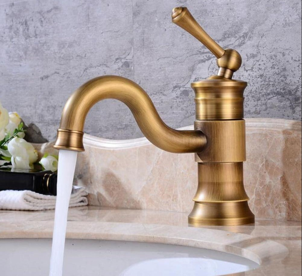 Classic vintage brass bathroom faucet