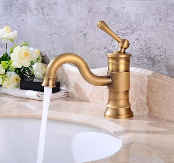 Brass single handle vintage bathroom faucet