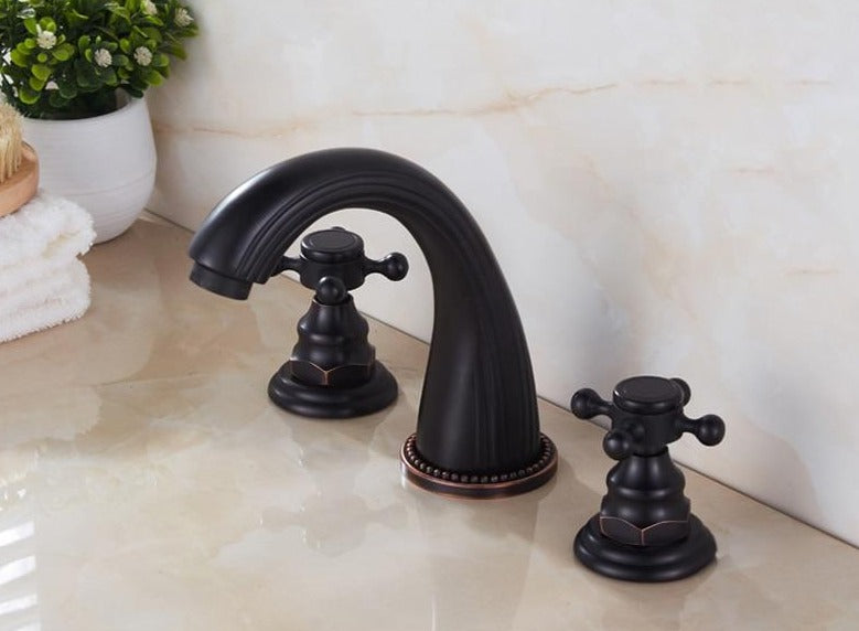 Dual lever rotatable bathroom faucet