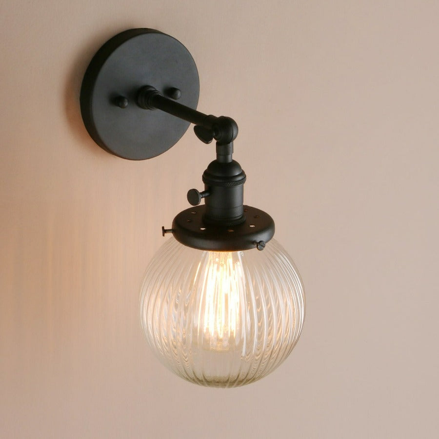 Textured Glass Globe Wall Sconce
