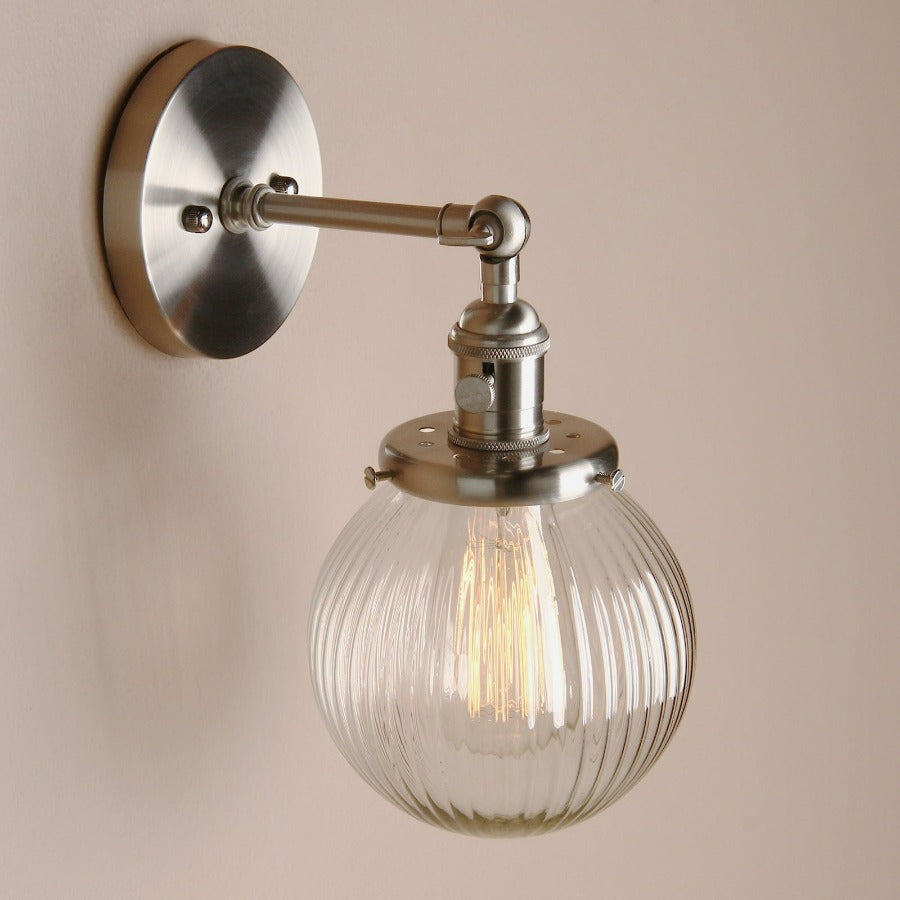 Vintage farmhouse glass globe wall sconce