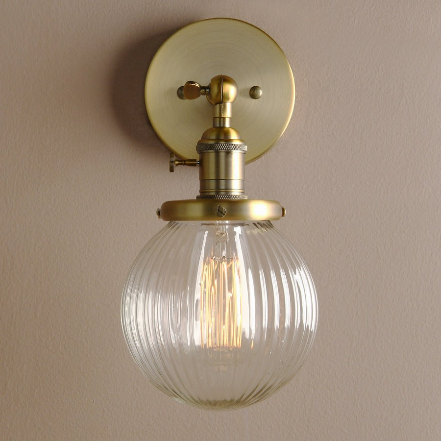 Textured Glass Globe Wall Sconce