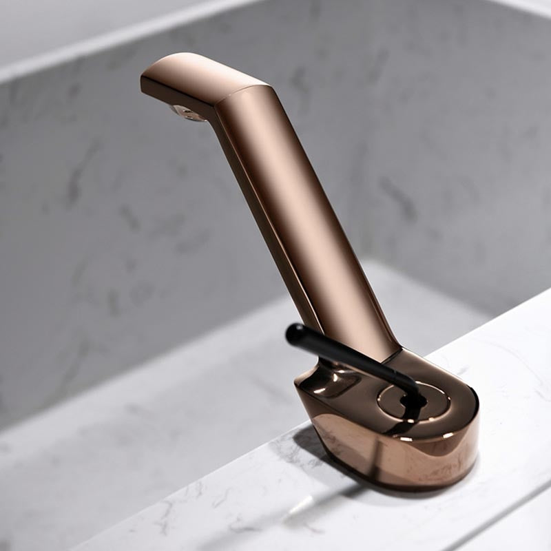 Modern single handle bathroom faucet in rose gold