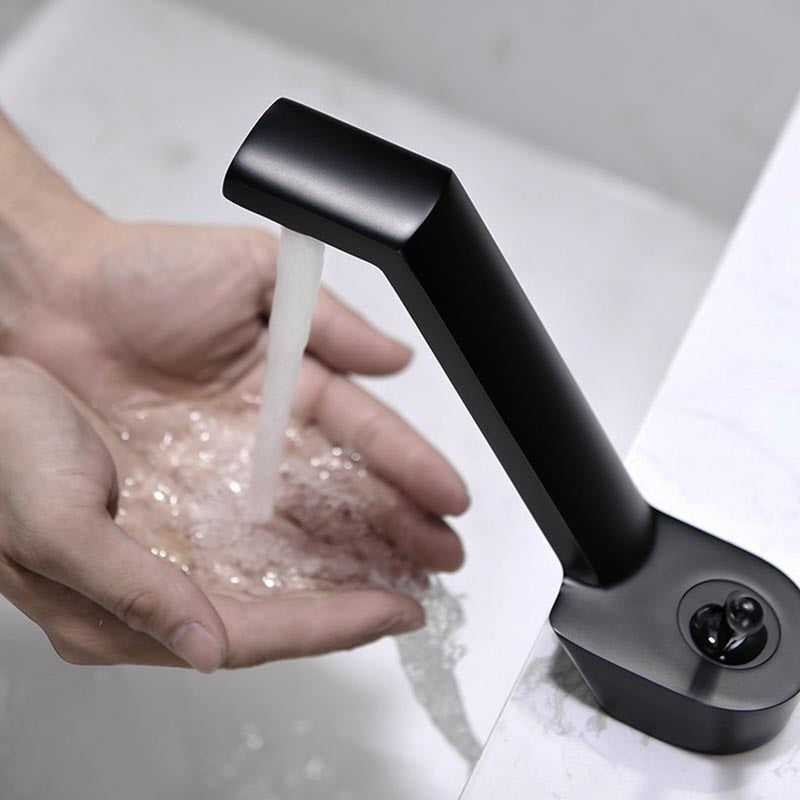 Black single handle bathroom faucet