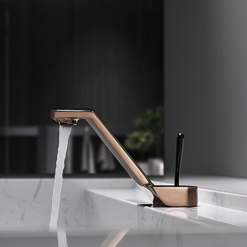 modern single handle rose gold bathroom faucet
