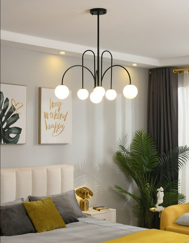 Black Modern Multi-Bulb Chandelier