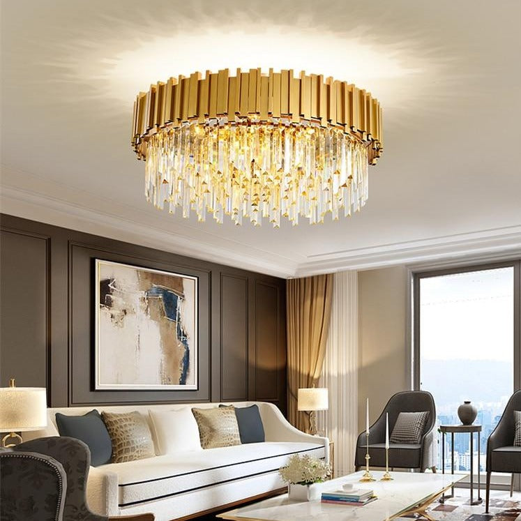 Large round glass crystal chandelier for living room