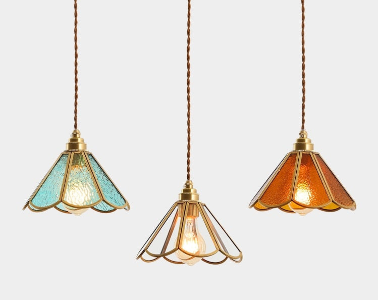 Copper Vintage Stained Glass Pendant Lights