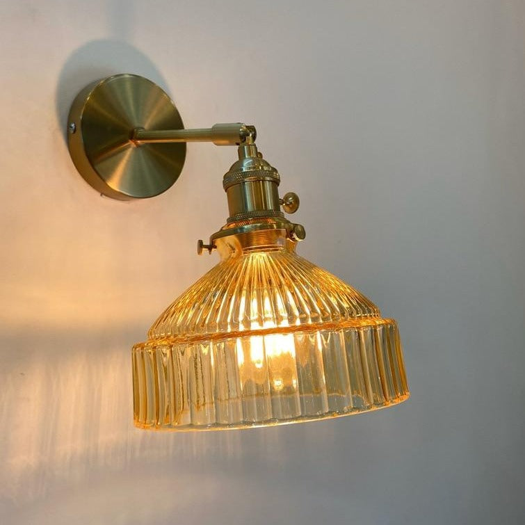 Vintage Glass Wall Lamp in Amber