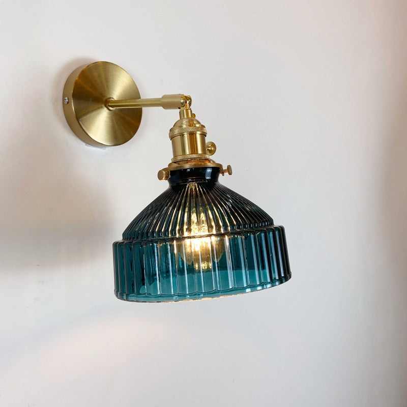 Blue Vintage Glass Wall Lamps