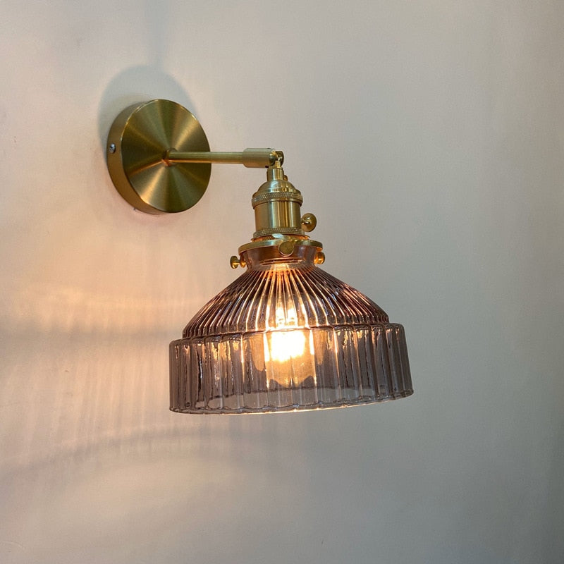 Smokey Vintage Glass Wall Lamps