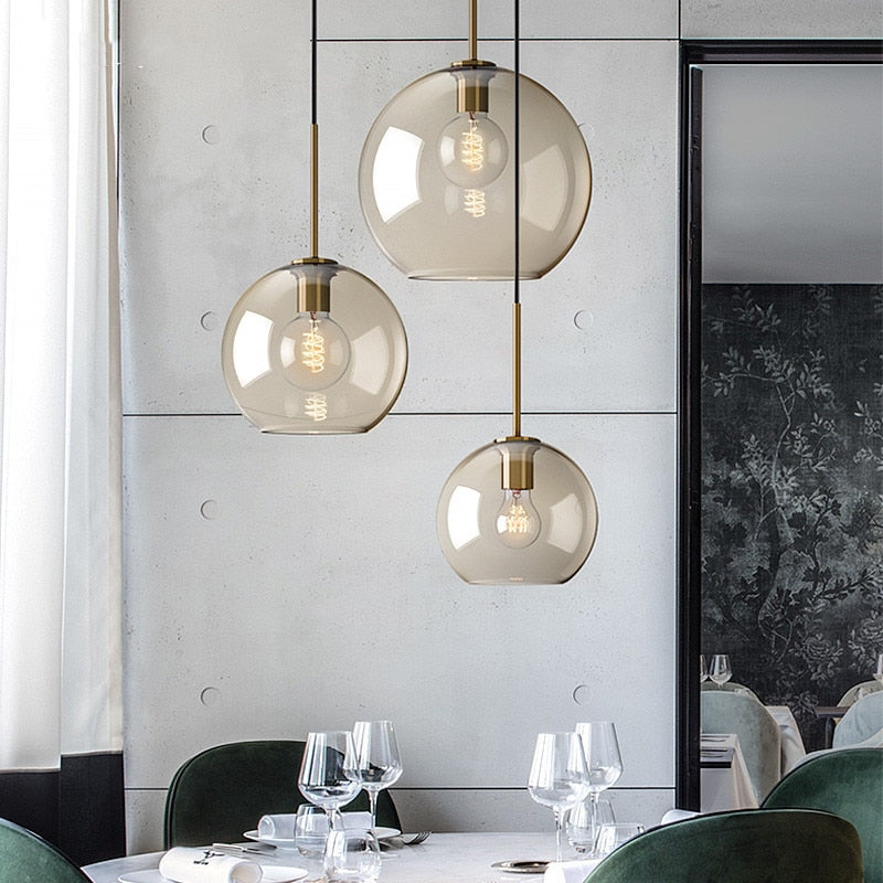 Glass Globe Modern Glass Pendant Lights for Dining Table