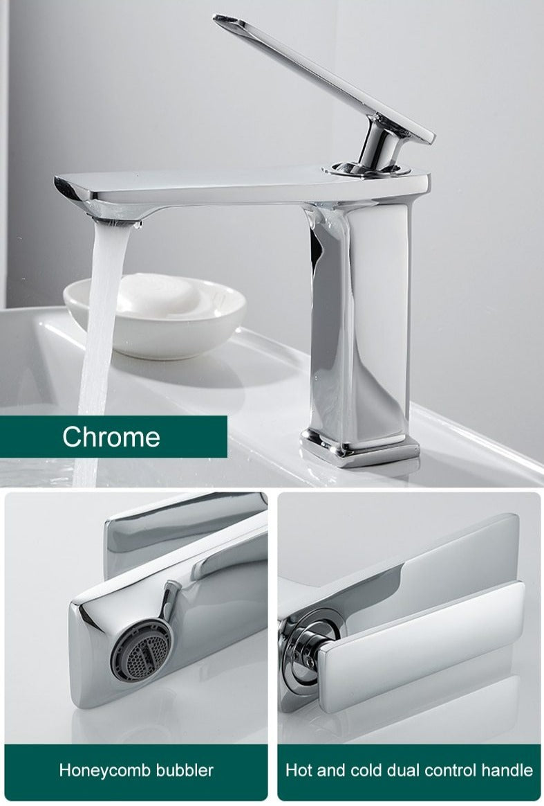 chrome modern bathroom faucet