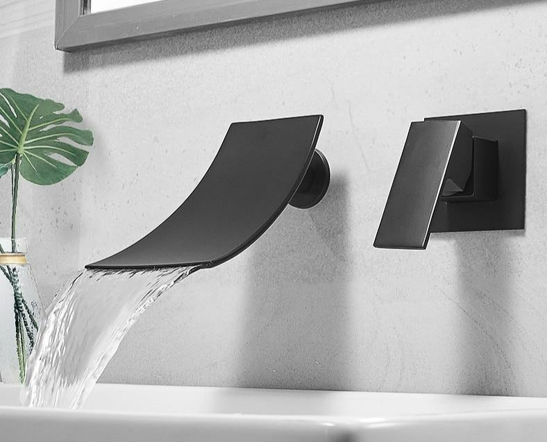 Curved Waterfall Wall Mounted Faucet for Bathroom sink