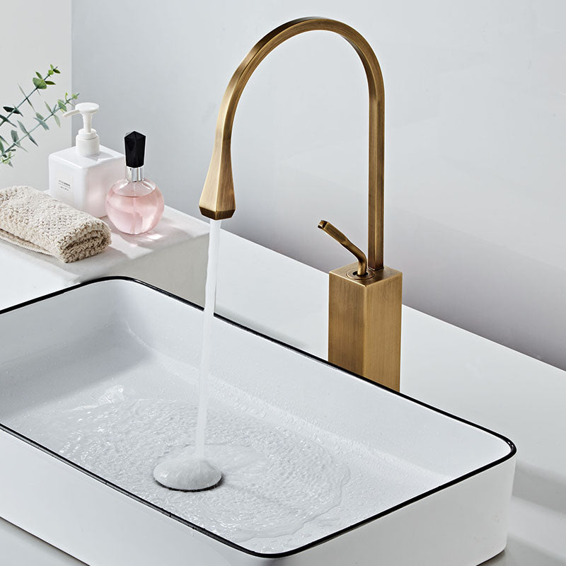 Tall bronze bathroom faucet