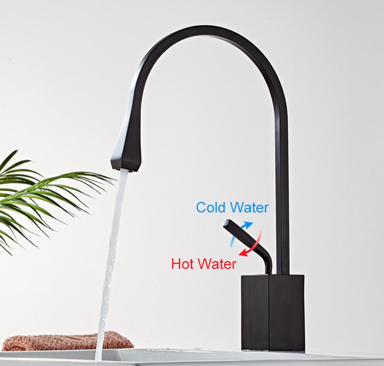 Matte black single handle bathroom faucet