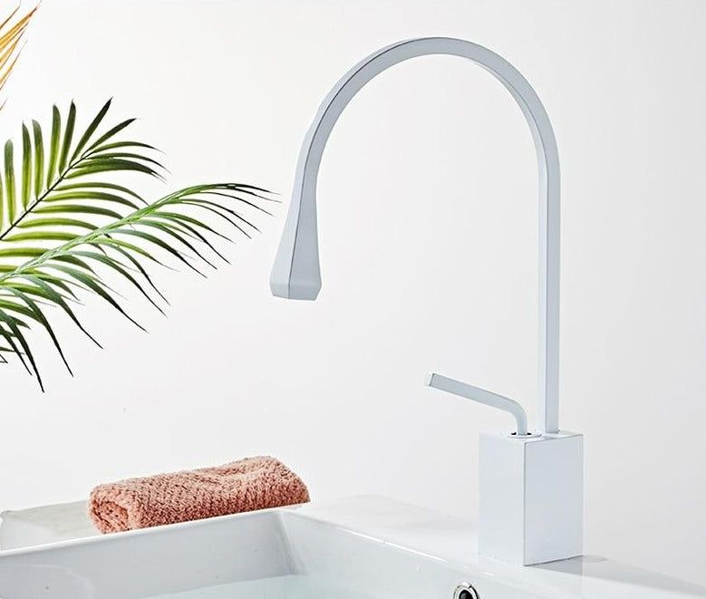 Modern white bathroom faucet