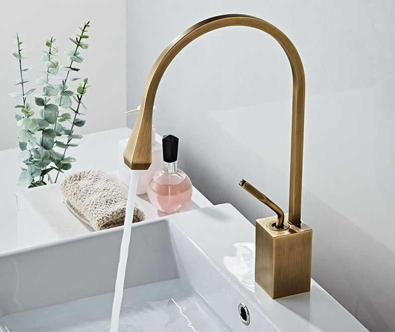 Short Bronze Modern Bathroom Faucet