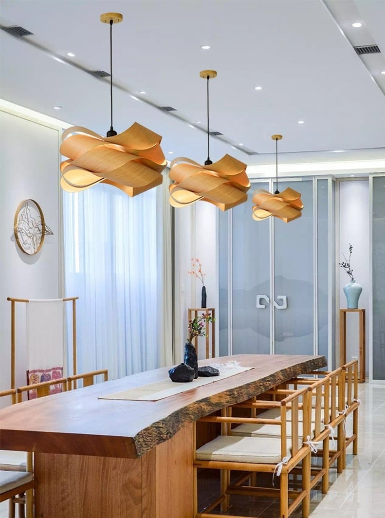 Japanese Wood Pendant Light