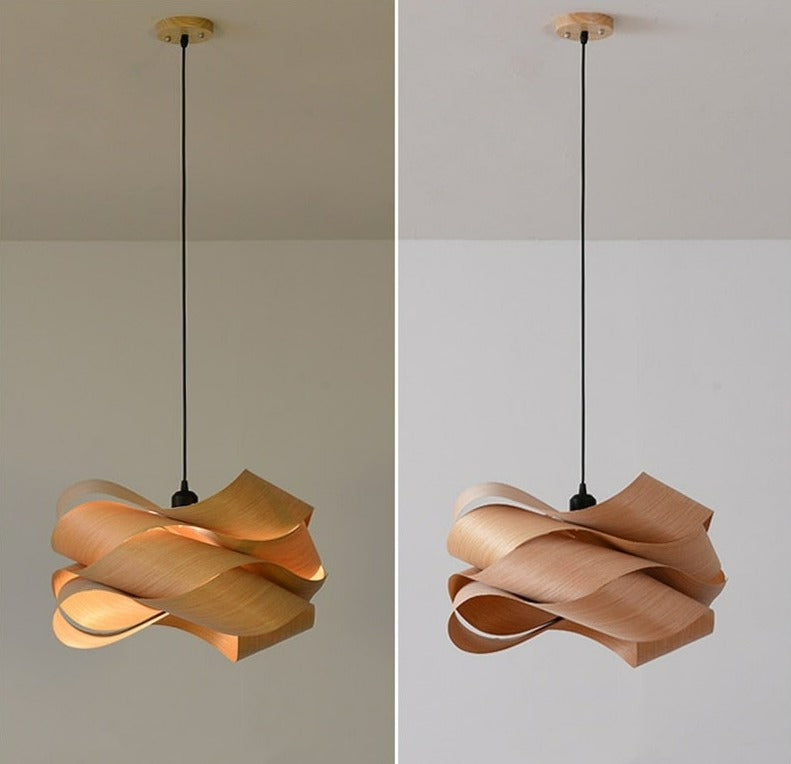 Modern Shaved Wood Pendant Lights