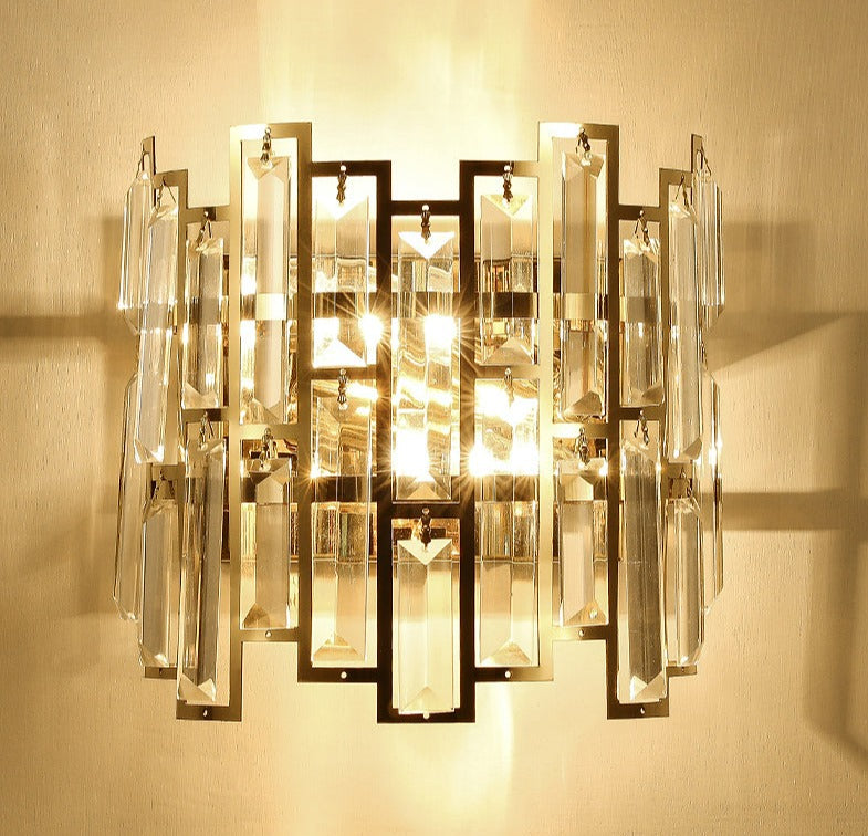 Polished Gold Glass Crystal Wall Lights