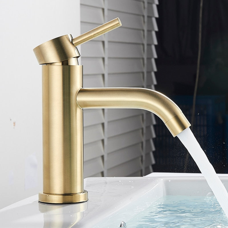 Single Handle Modern Brushed Gold Bathroom Faucet