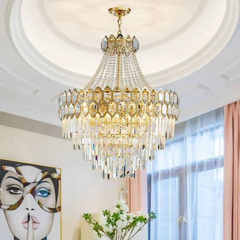 Polished gold dining room chandelier