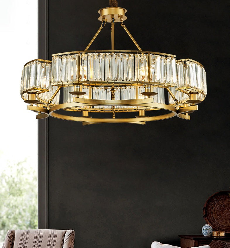 Large Multi-Bulb Glass Crystal Chandelier