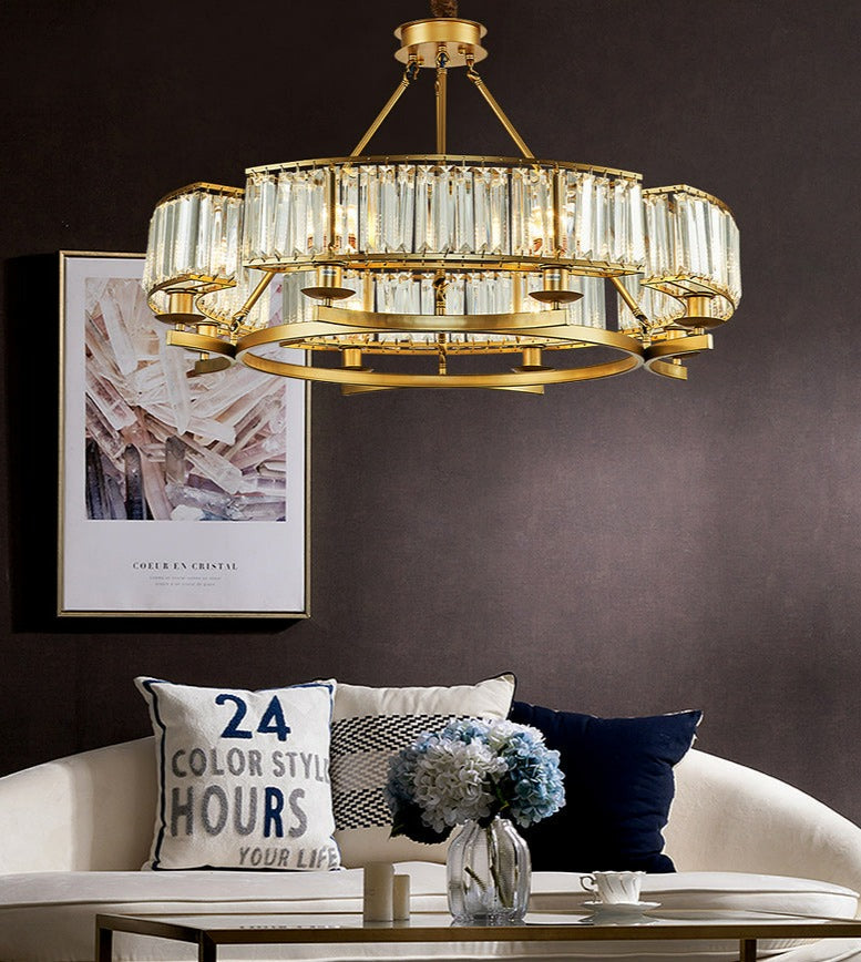 Glass Chandelier with Gold Finish for Living Rooms