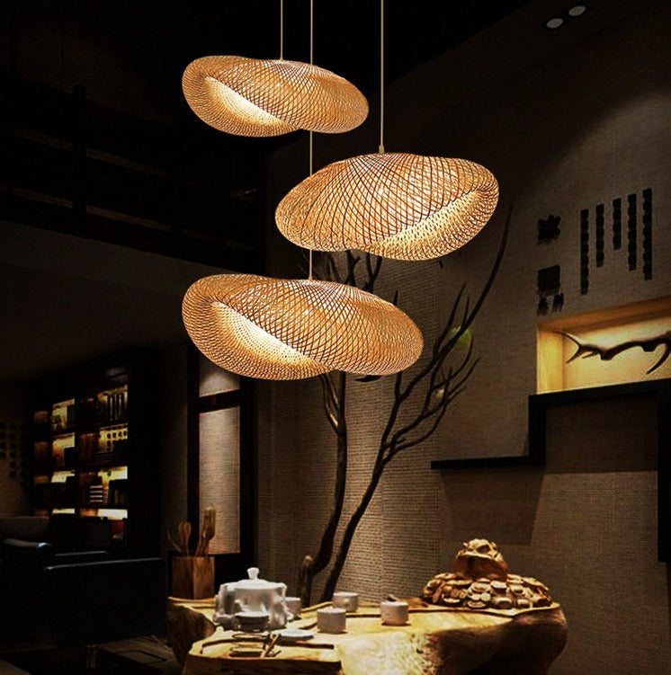 Large handwoven bamboo restaurant pendant lights