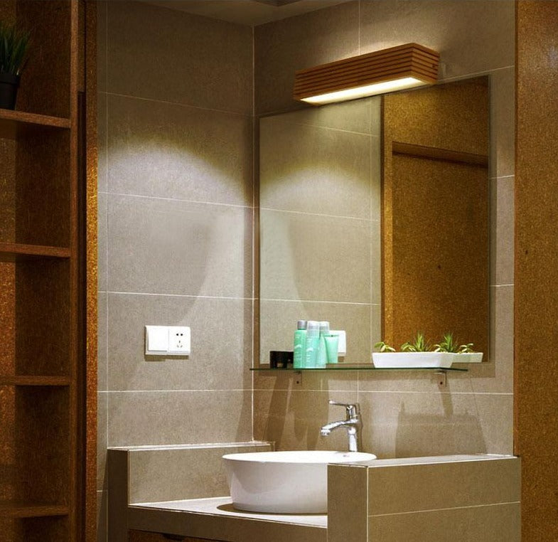 Oak Wooden Horizontal Box down lighting for Bathroom mirrors, hallway lighting
