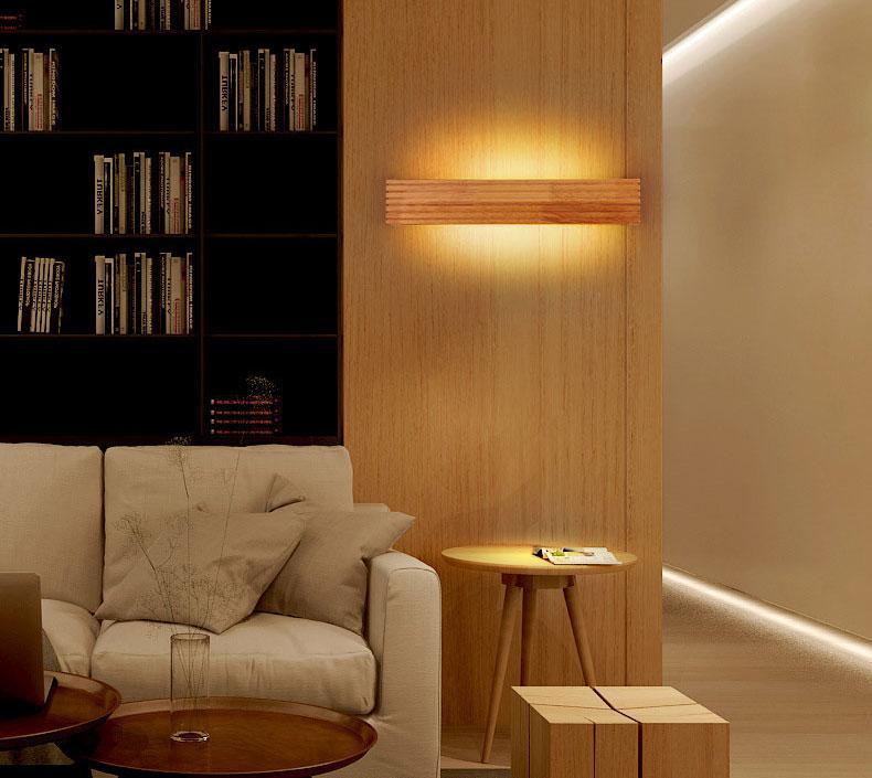 Sleek Rectangular Horizontal Wooden box lighting in Oak finish