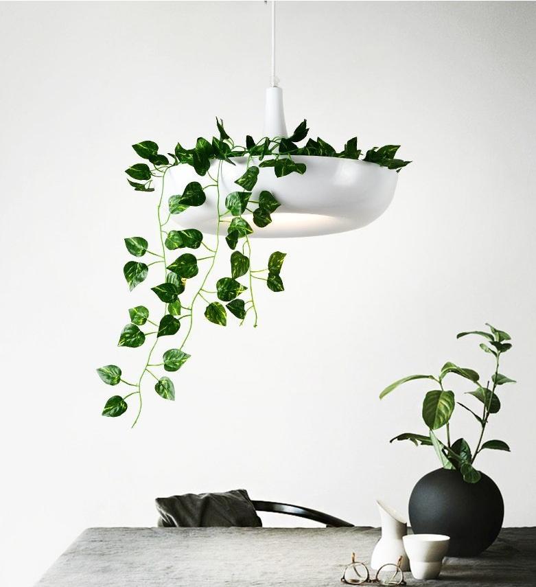 light bulb hanging planter Hanging Garden Circular Planter Pendant Lamp White