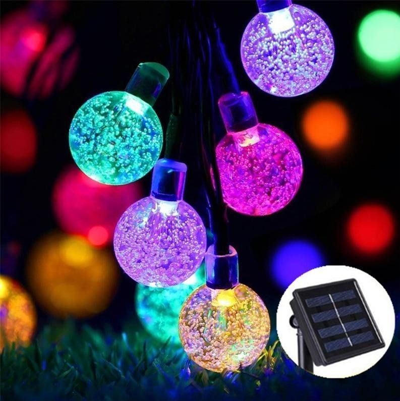 Colorful Solar Powered LED Globe String Lights