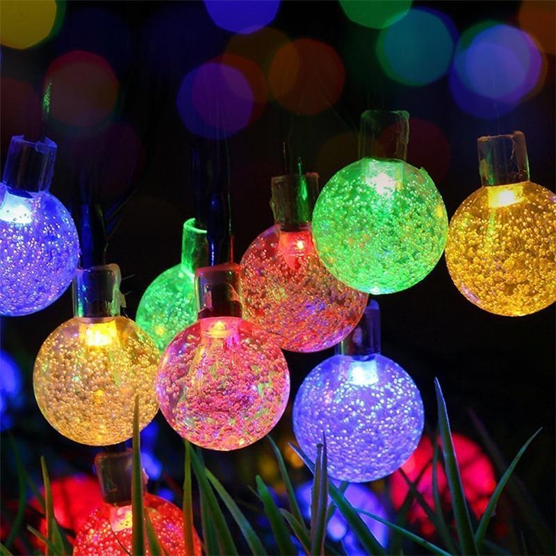 Colorful Solar Powered LED Globe String Lights