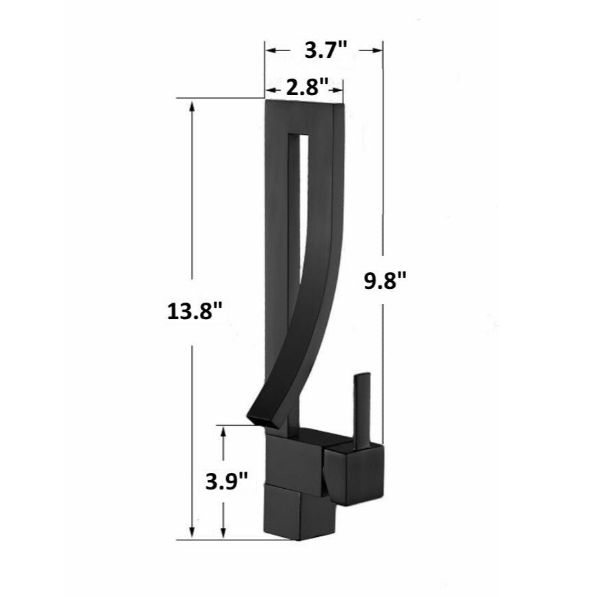 theo modern curved bathroom faucet dimension in inches